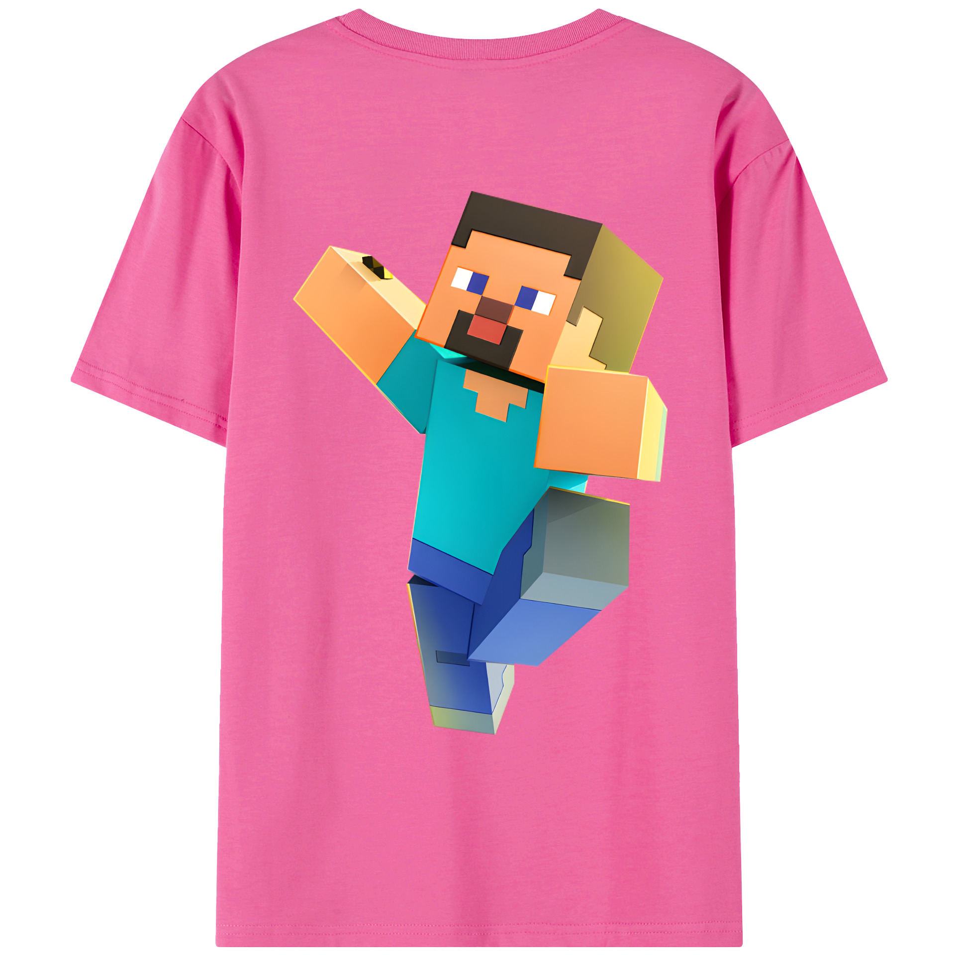 （画像用） マインクラフト ブロックの世界 Minecraft MC Block world レディース半袖Tシャツ(バックプリント)